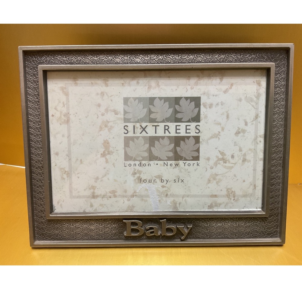 Sixtrees Baby Photo Frame 4x6 Pewter Tone Heart Pattern Nursery Decor AF85746